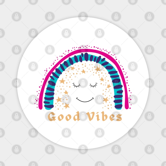 Good Vibes Rainbow Design Magnet by TINRO Kreations